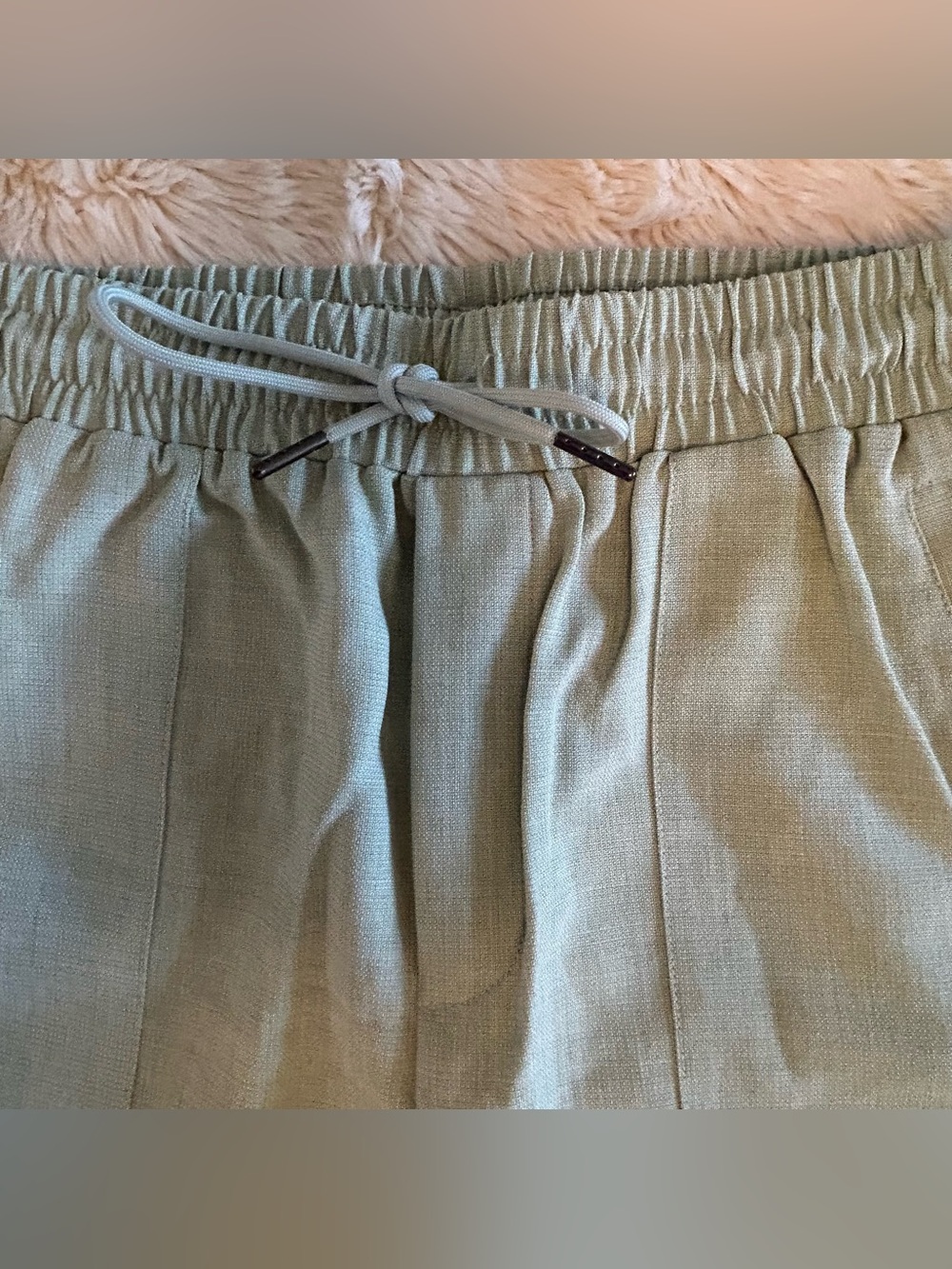 HALARA Sage Green Linen Like Drawstring Pants